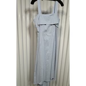 Theory Layered Linen Midi Dress Women's 8 Breeze Square Neck Back Zip Closure